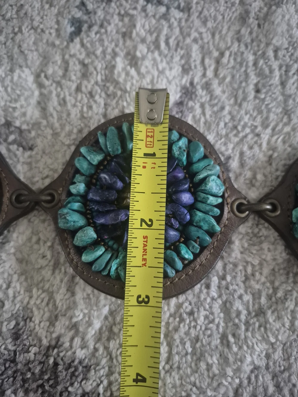 Chico’s Statement Chain Belt Turquoise Blue Beaded Medallion Boho Southwestern